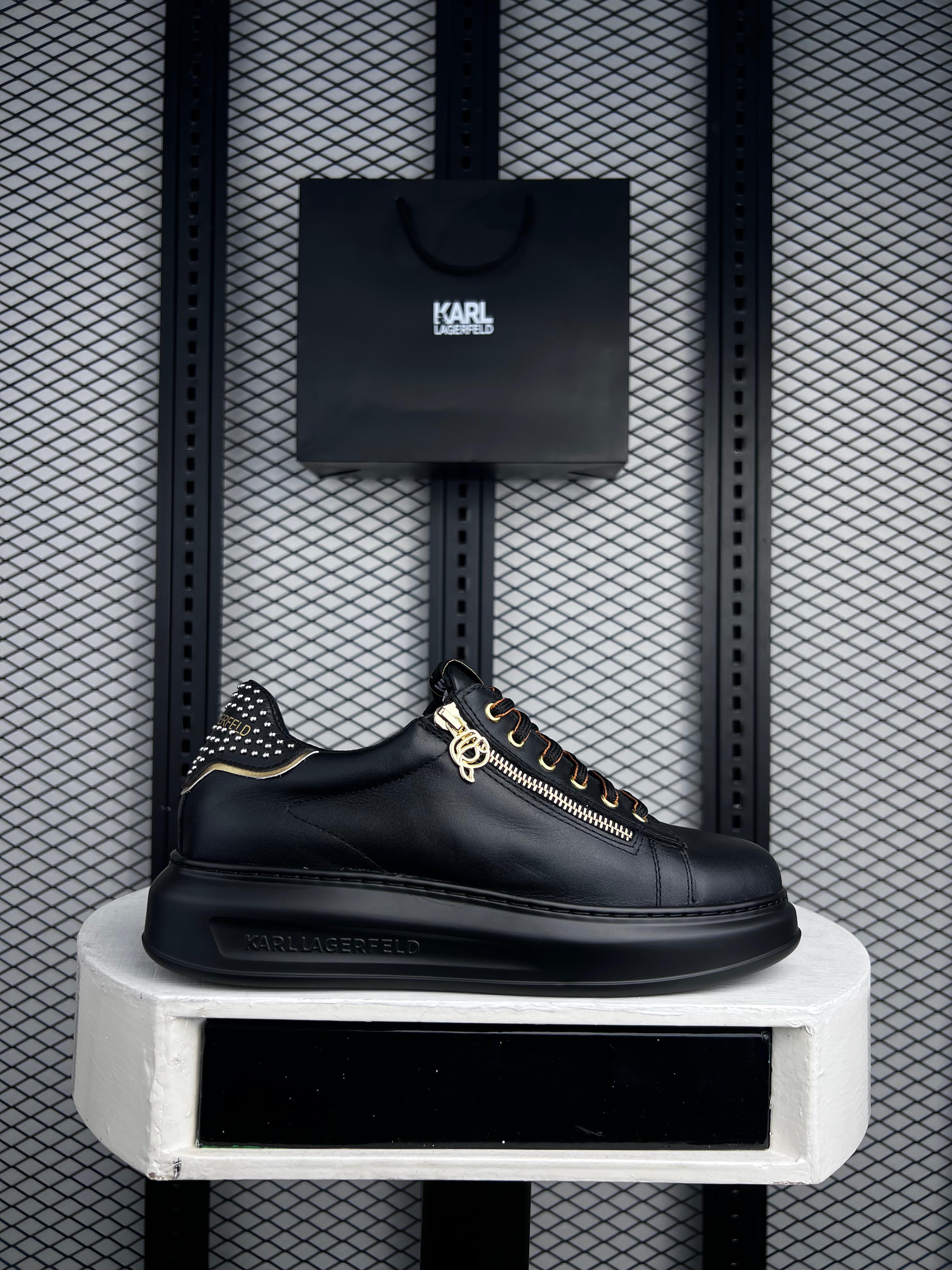 Karl Lagerfeld Black and Gold Sneakers