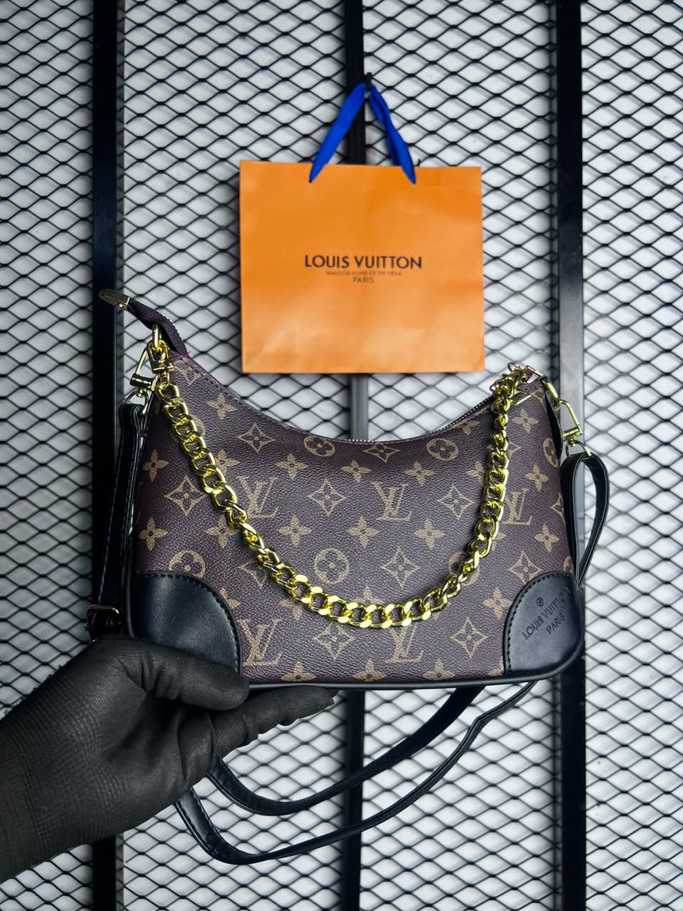 LV Monogram Crescent Hobo (black trim)
